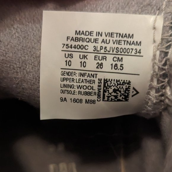 Converse Leather High-Tops, Toddler Size 10, Gray - Picture 3 of 14